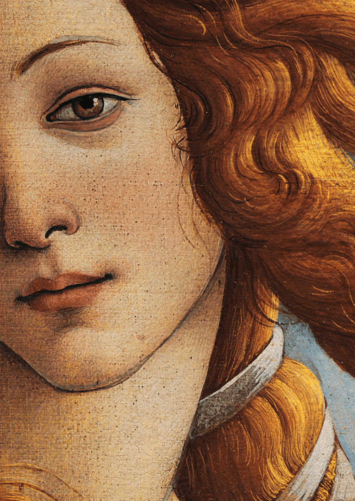 Detailansicht der Gemäldes Geburt der Venus von Botticelli.